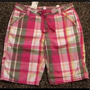 Justice Girls Adjustable Plaid Shorts NWT